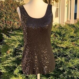 EXPRESS Sequin Black Top Size M